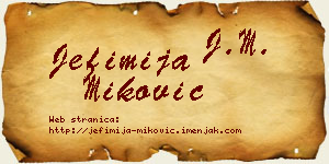 Jefimija Miković vizit kartica